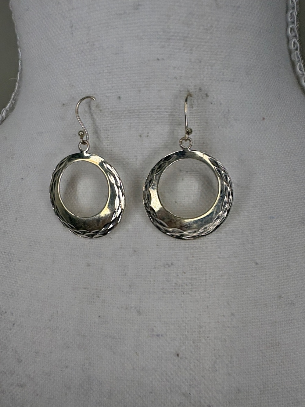 Sterling Silver Open Circle Drop Earrings - Silver